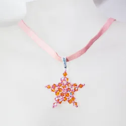 Pendant 45cm - Cassiopeia-Pale pink Suede - Pendant 45cm - Laiton argenté